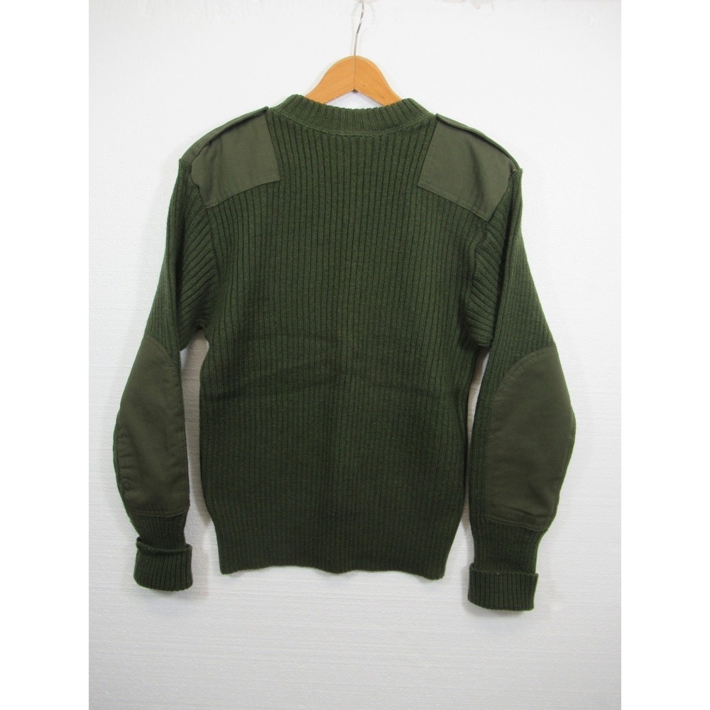 Vintage Y2K US Military Wool Commando Sweater Men 42 Army Green Epaulettes DSCP